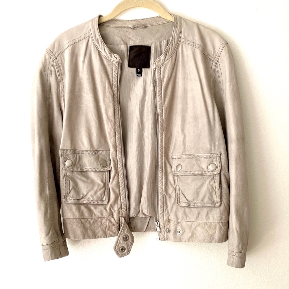 Joie Sheepskin Leather Bomber Jacket